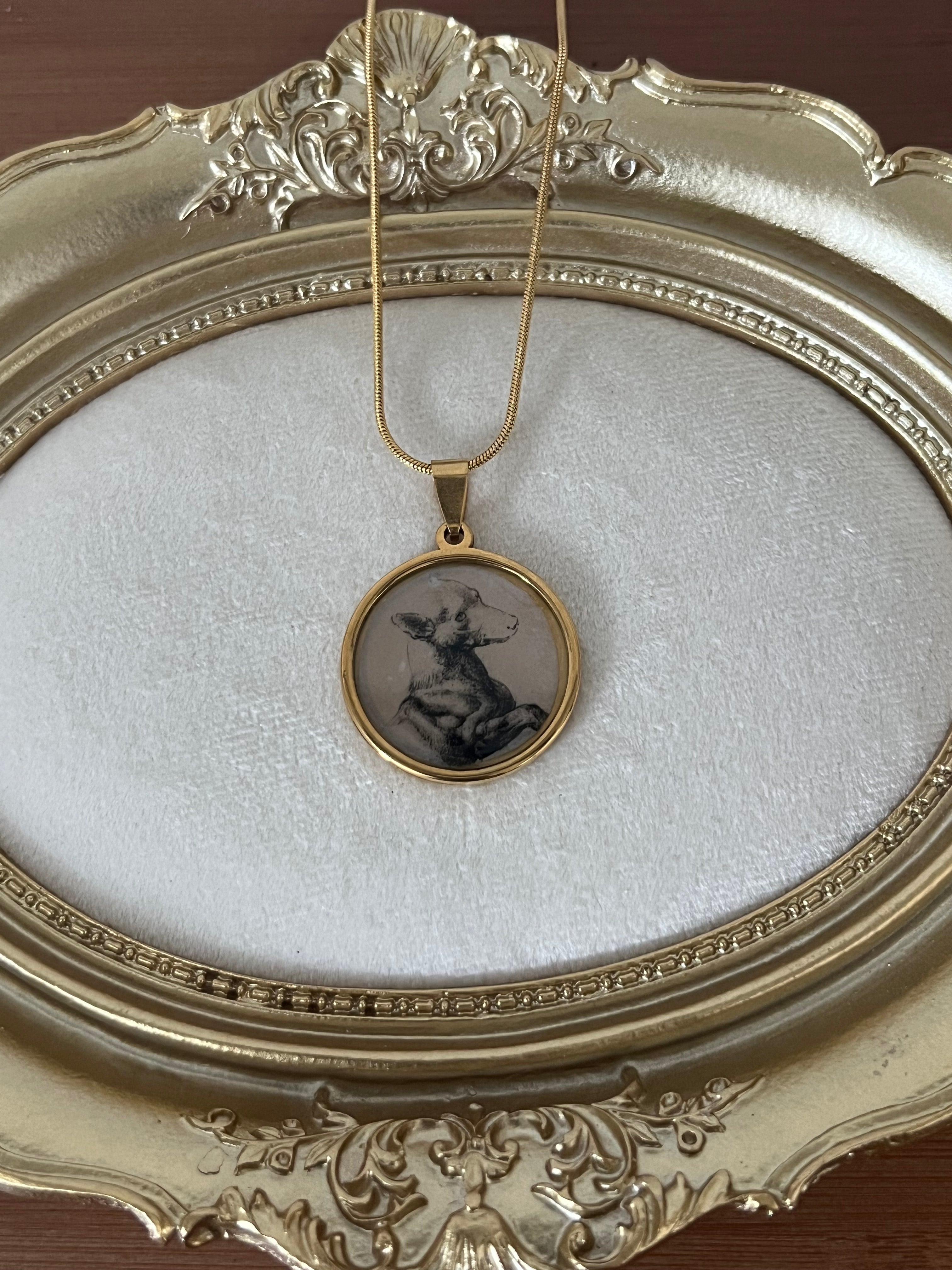 Puppy drawing necklace